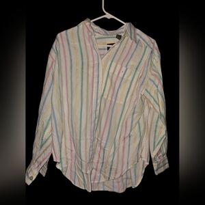 7/148. Liz Sport Women's Multicolor Striped Button Down Shirt